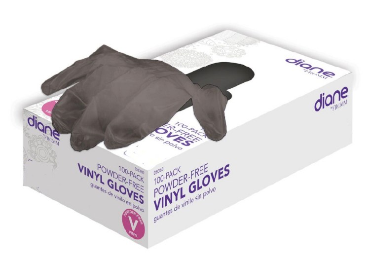 Diane Black Vinyl Powder-Free Gloves Small 100pk #D8360