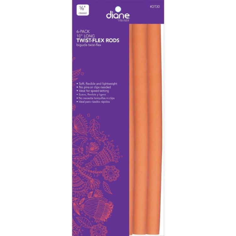 Diane Twist Flex Rods 10'' Long Orange 6pk #DT30