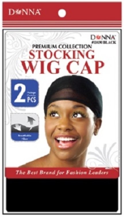 Donna Stocking Wig Cap 2pcs, Black - # Black