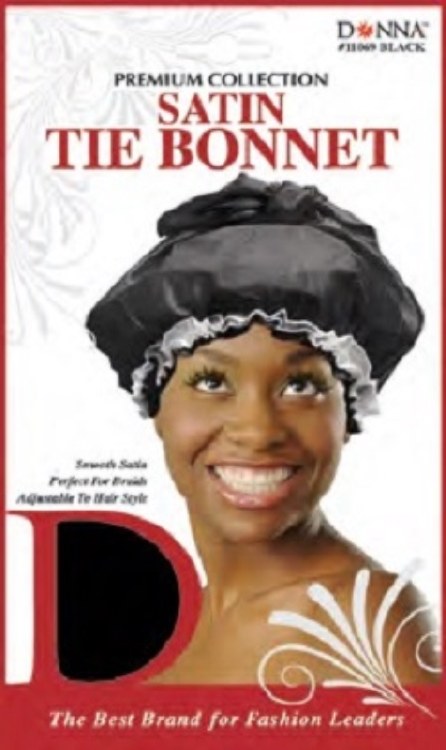 Donna Satin Tie Bonnet, Black