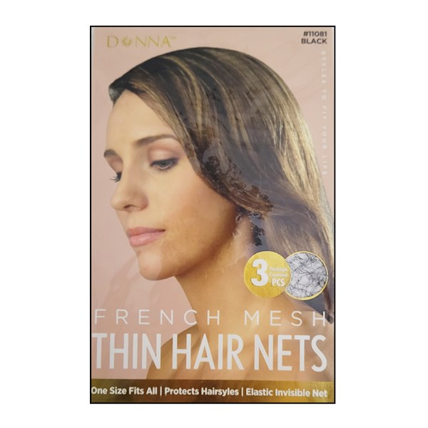 Donna French Mesh Thin Hair Nets #11081 - Black
