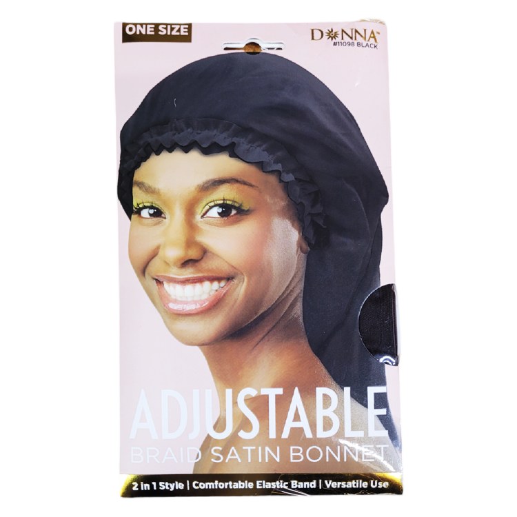 Donna Braid Bonnet & Adjustable Bonnet 2 in 1 Black #11098