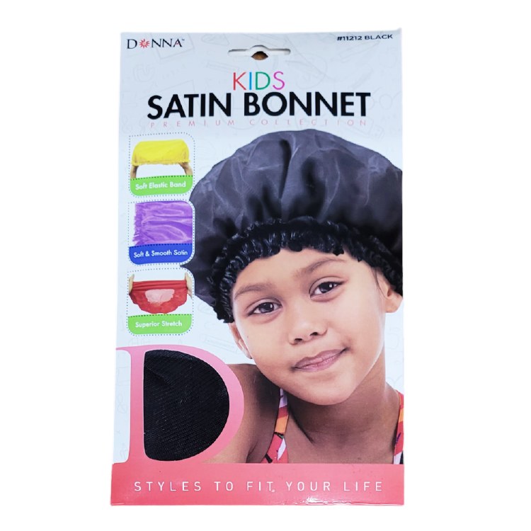 Donna Kids Satin Bonnet Black #11212