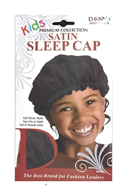 Donna Kids Satin Sleep Cap Black #11213