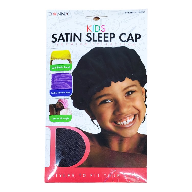 Donna Kids Satin Sleep Cap Black #11213