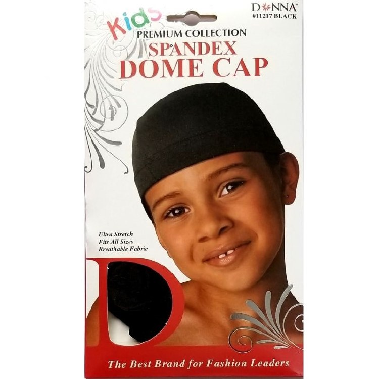 Donna Kids Spandex Dome Cap Black #11217