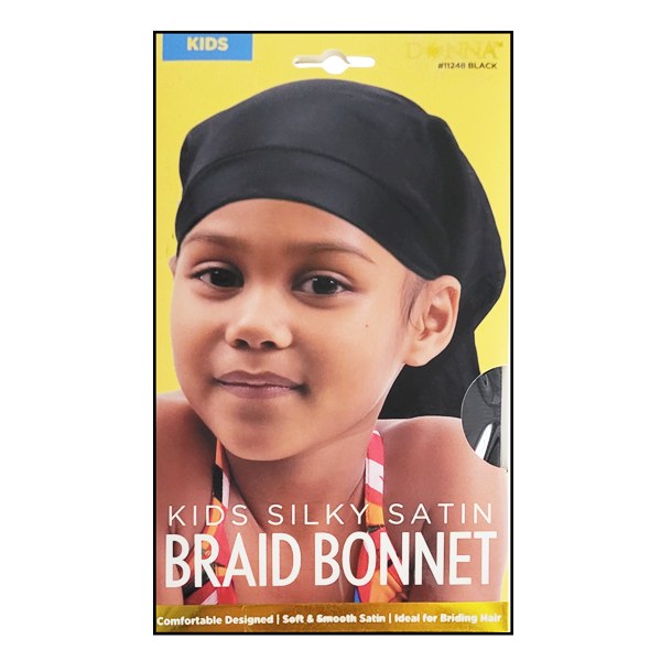 Donna Kids Silky Satin Braid Bonnet #11248 - Black
