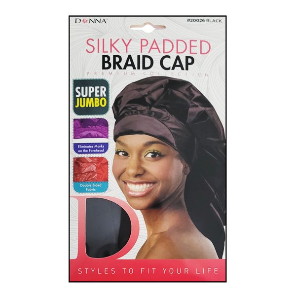 Donna Silky Padded Braid Cap Super Jumbo #20026 - Black