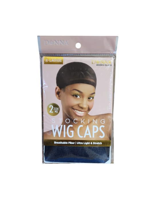 Donna Stocking Wig Cap 2pcs X-Large, Black - # Black