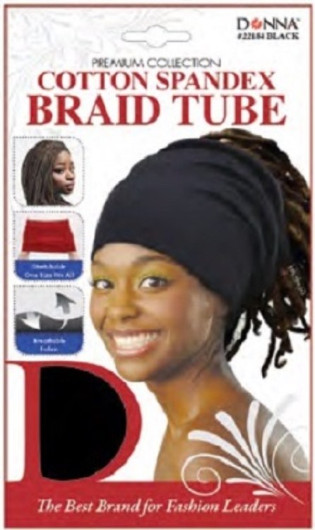 Donna Cotton Spandex Braid Tube, Black