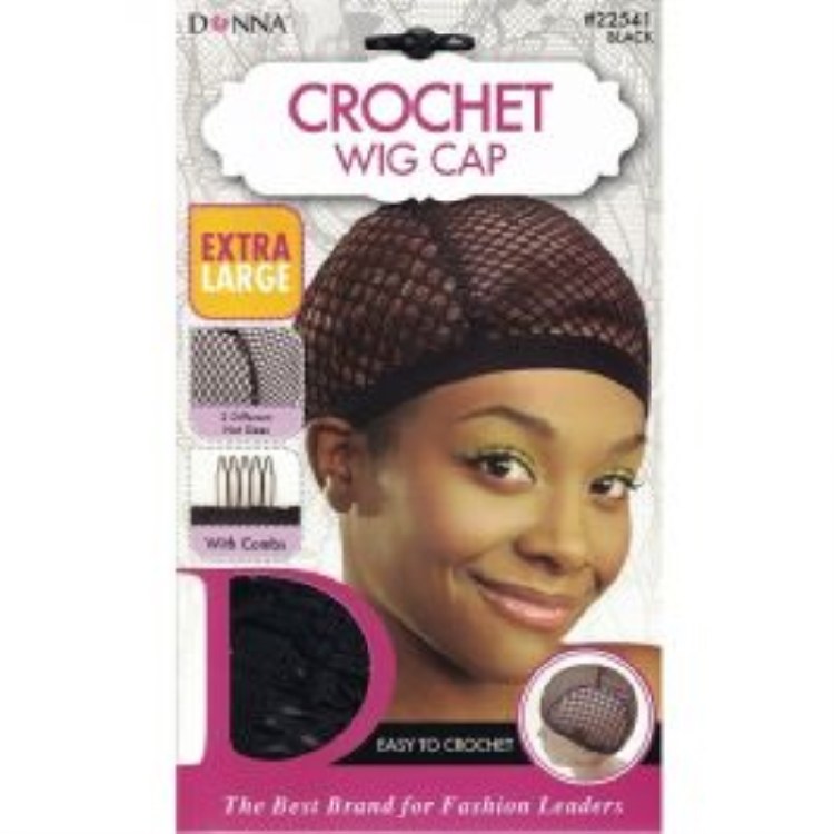 Donna Crochet Wig Cap XL Black #22541