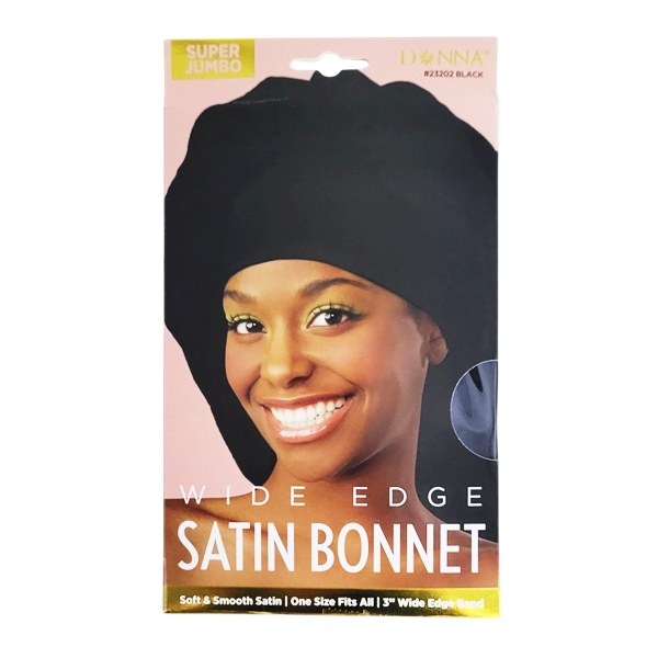 Donna Wide Edge Satin Bonnet #23202 - Black
