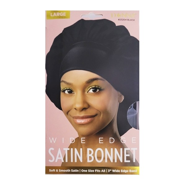 Donna Large Wide Edge Satin Bonnet #23204 - Black