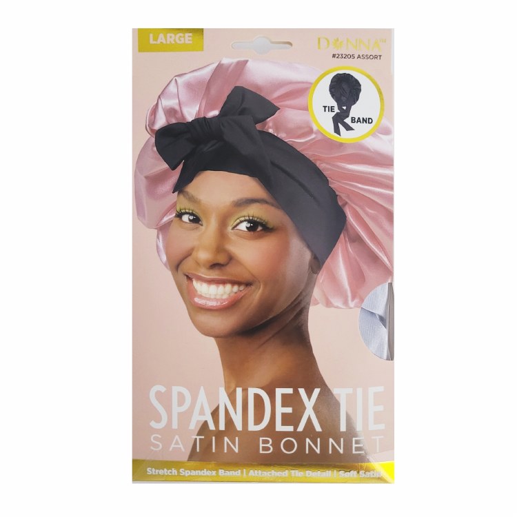 Donna Large Spandex Tie Satin Bonnet #23205 - Color Assort