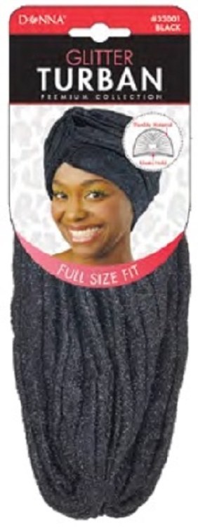 Donna Glitter Spandex Turban, Black
