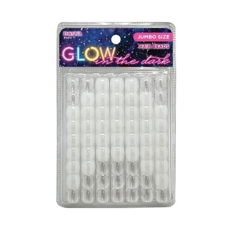 Donna Jumbo Hair Beads - Large Package - Glow in the Dark - White #5810