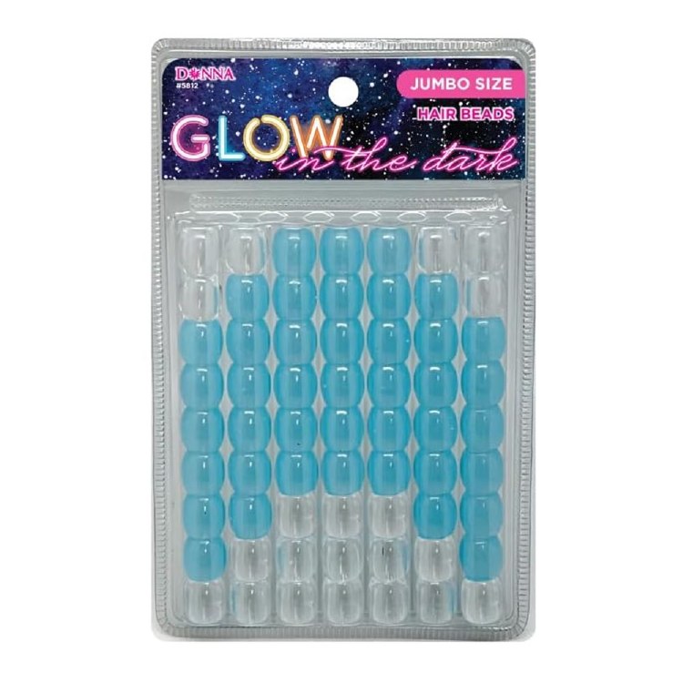 Donna Jumbo Hair Beads - Large Package - Glow in the Dark - Blue #5812