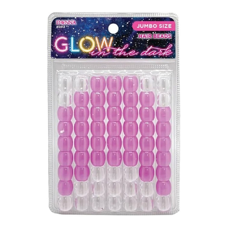Donna Jumbo Hair Beads - Large Package - Glow in the Dark - Purple #5813