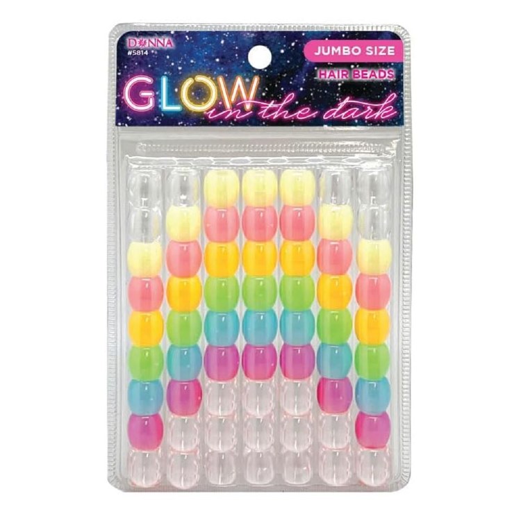 Donna Jumbo Hair Beads - Large Package - Glow in the Dark - Mix Colors #5814