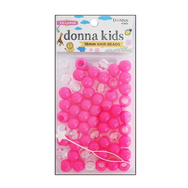 Donna 16mm Hair Beads #5845 - Clear & Hot Pink
