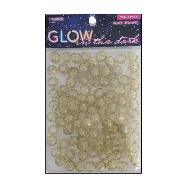 Donna Glow in the Dark Hair Beads #5990 - Gold Glitter