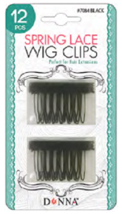 Donna Spring Lace Wig Clips 12pc #7084