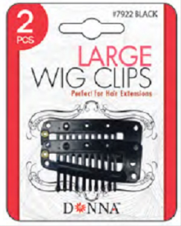 Donna Large Wig Clips 2pk Black #7922