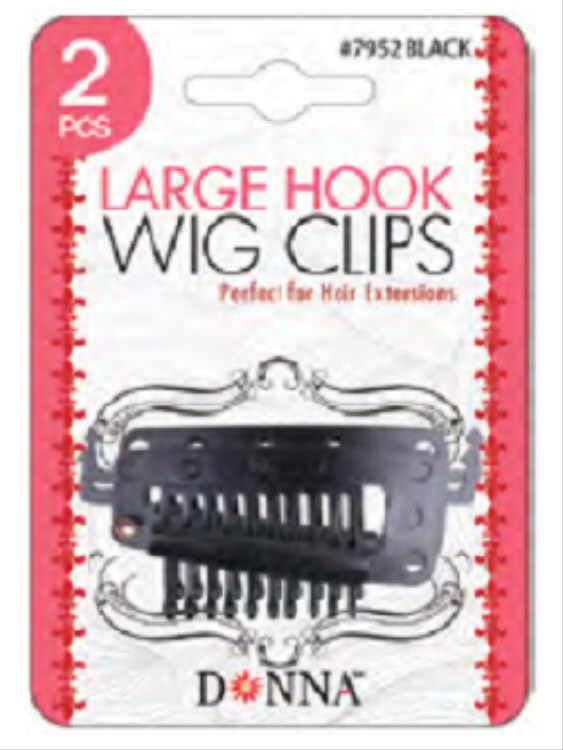 Donna Large Hook Wig Clips 2pk Black #7952