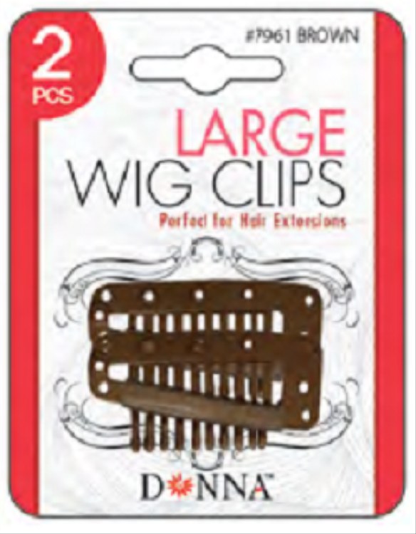 Donna Large Wig Clips 2pk Brown 7961 Beauty Depot