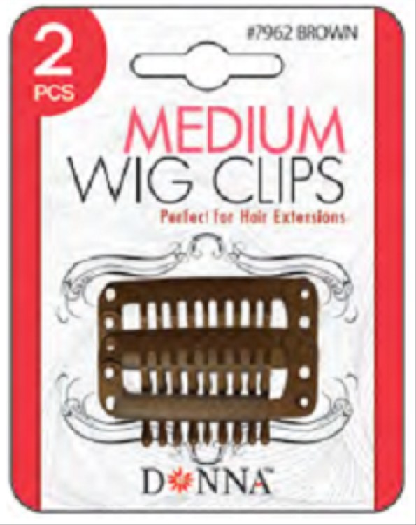 Donna Medium Wig Clips 2pk Brown #7962