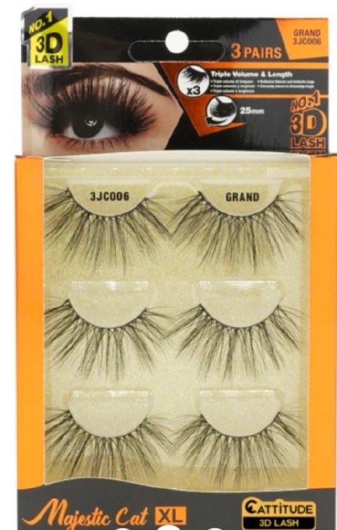 Majestic Cat 25mm 3D Lashes 3pk - Style Grand