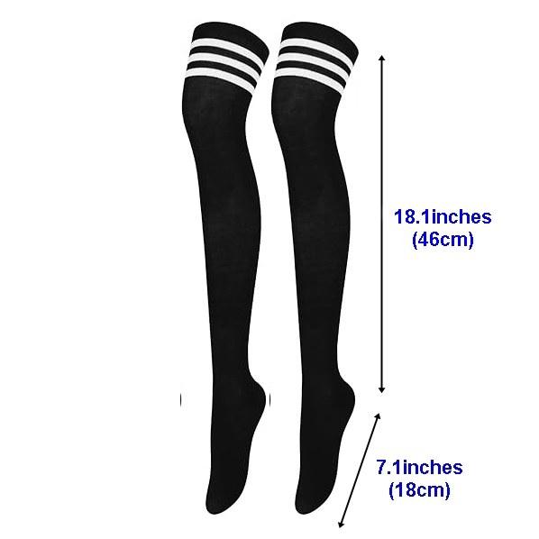 Eden Thigh High Socks #SM1-BW - Black & White Strips