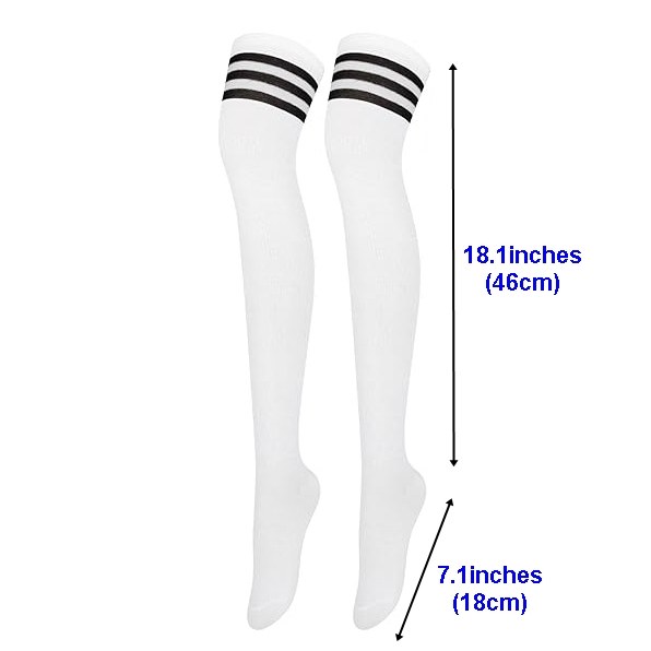 Eden Thigh High Socks #SM1-WB - White & Black Strips
