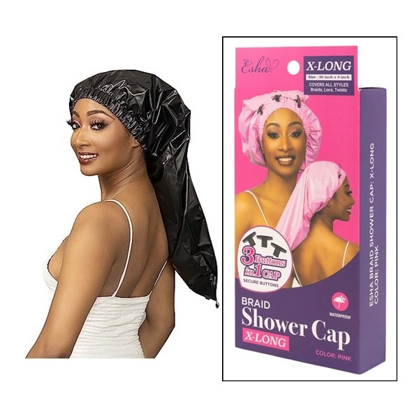 Esha Braid Shower Cap - X-Long - Light Blue