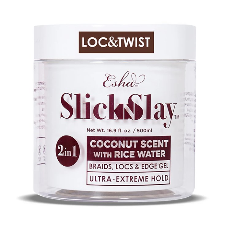 Esha Slick N Slay 2in1 Braids Locs & Edge Gel - Ultra Extreme Hold  16.9oz - Coconut