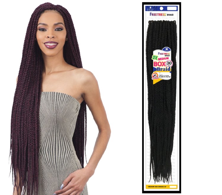 FreeTress Braid 2x Medium Box Braid 30 Inch - # 1