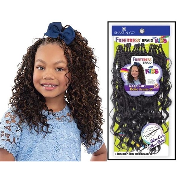 FreeTress Braids Kids Deep Curl Boho Locs 10 Inch - # 1