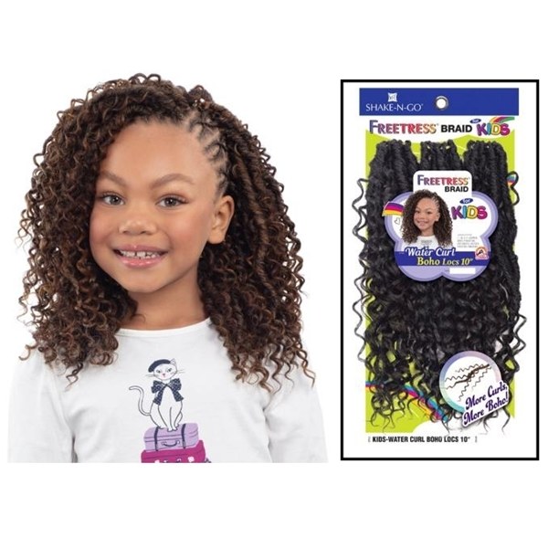 FreeTress Braids Kids Water Curl Boho Locs 10 Inch - # 1