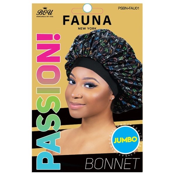 Bou Fauna Silky Satin Bonnet Jumbo #PSBN-BLK