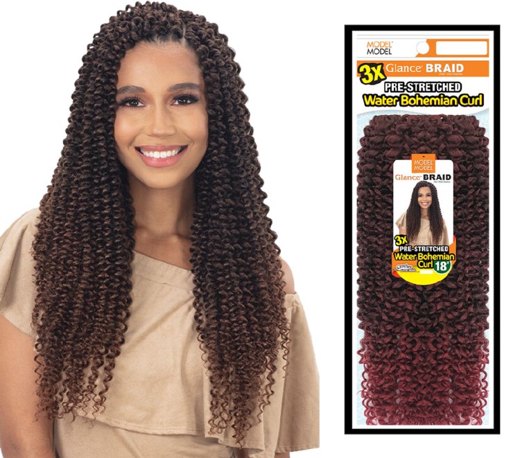 Glance Braid 3x Pre-Stretched Water Bohemian Curl 18 Inch - # 2