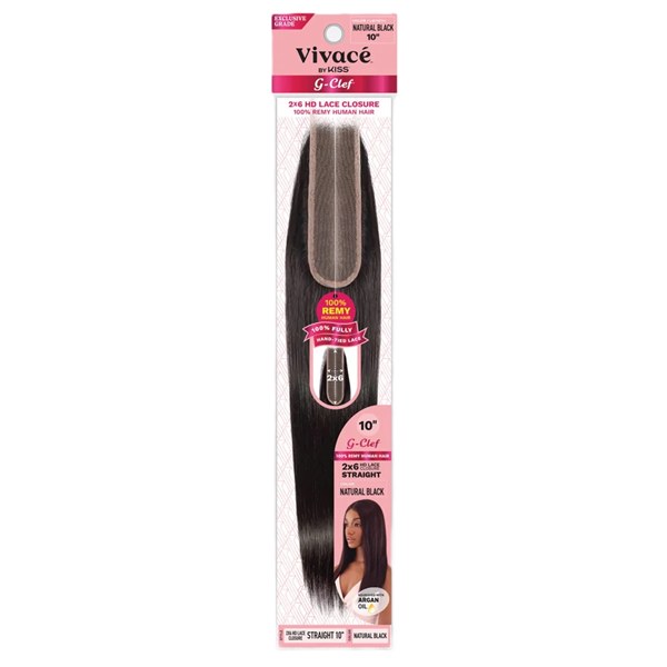 G Clef 2x6 Closure Straight 10 Inch - # NATURAL BLACK