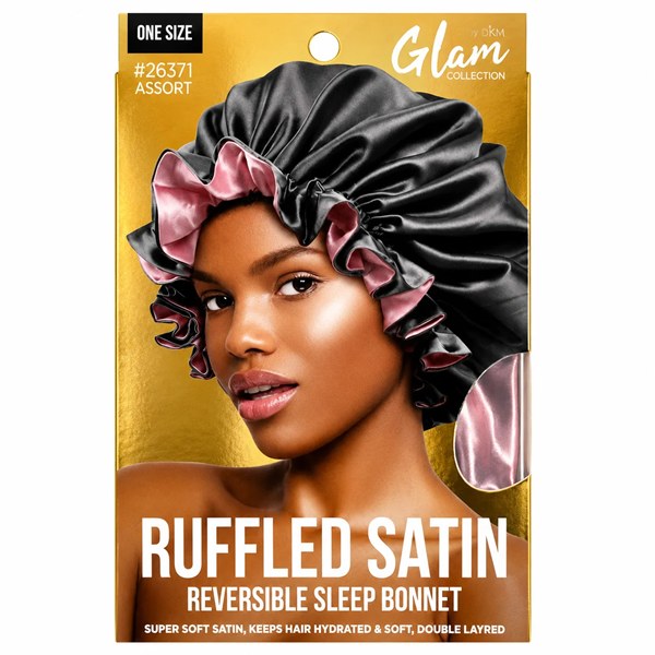 Glam Ruffled Satin Reversible Sleep Bonnet #26371 - Assorted Color
