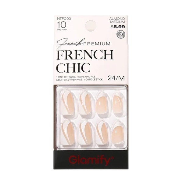 Glamify French Chic Press on Nails #NTFC03 - Almond Medium