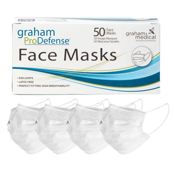 Graham Pro Defense Disposable 3 Ply Face Masks 50pcs/Box