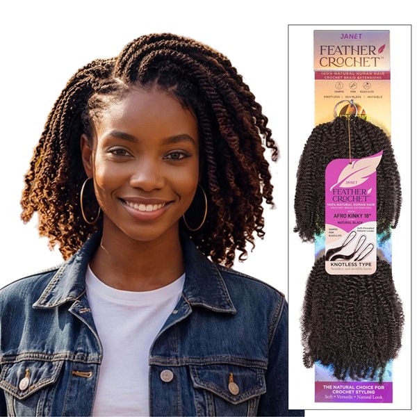Feather Crochet Braid Extensions - Afro Kinky 18 Inch - # Honey Blonde