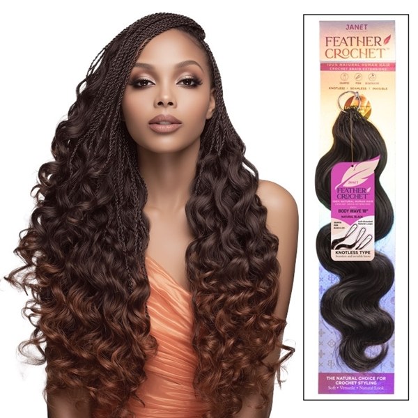 Feather Crochet Braid Extensions - Body 18 Inch - # M. Auburn