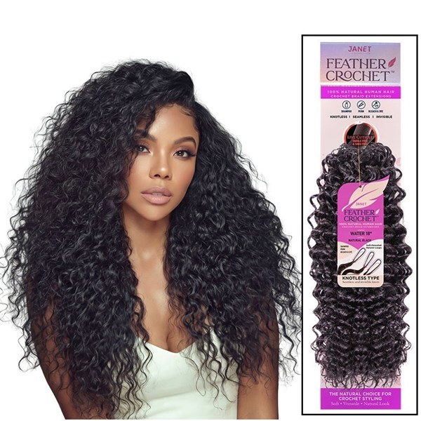 Feather Crochet Braid Extensions - Water 18 Inch - # Natural Black