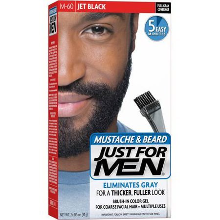 Just for Men Mustache and Beard, Brush in Color Gel, Jet Black