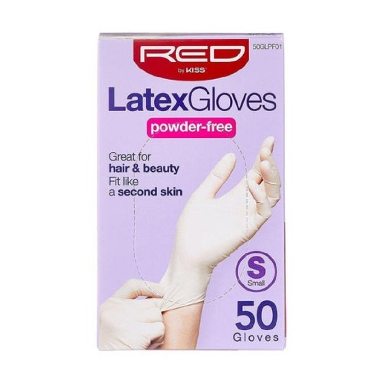 Red by Kiss Powder-Free Latex Gloves - Small 50CT