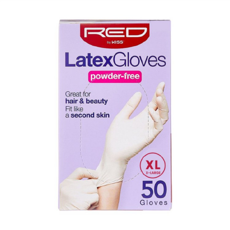 Red by Kiss Powder-Free Latex Gloves - Extra Large 50CT